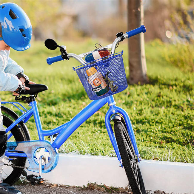  Kids Bike Basket, Bicycle Basket for Boy and Girl, Waterproof Metal Wire Childrens Bicycle Basket, Suitable for Most Childrens Bicycles and Kids Tricycles